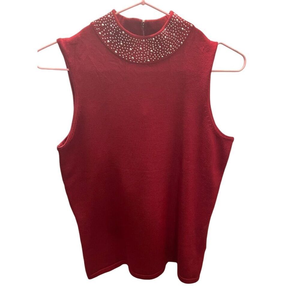 Carmen Women's Burgundy Sleeveless Knit Top SP 18x24